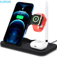 Wireless Charging Station 4 in 1 Foldable 20W Fast Charger Stand Dock for Apple Watch 6 SE iPhone 12 11 XS XR X 8 Airpods Pro