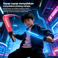 Pedang Laser Dua Bilah dengan Lampu Berwarna Hadiah Mainan Selebriti Internet untuk Anak-anak