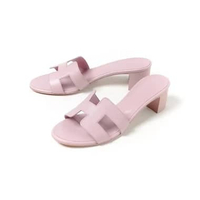 Sandal HERMES OASIS ROSE PINK BLOCK HEELS 100% ORIGINAL 39