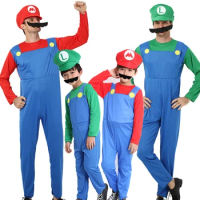 Super Mario Children Halloween Party Cosplay Costume Anime Mario Luigi Adult Dance Performance Costume Clothes Set Gift