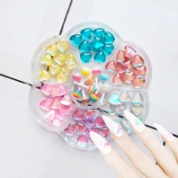 Nail Art of Aurora Transparent Crystal Macarons Half Heart Lollipop Shaped Mixed Gems DIY Nail Art Decoration Accessories