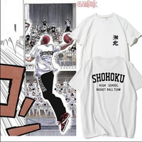 Anime Slam Dunk Shohoku High School Basket Ball Team Print Oversized T Shirt Men Sakuragi Hanamichi Cosplay Short Sleeve T-shirt