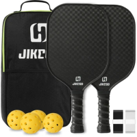 JIKEGO Professional 12K Carbon Fiber 16MM Racquet Cover Lead Tape Pickleball Paddle Sets Men Women Pickle Ball Paddles Racket