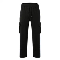 Drawstring Waist Pants Versatile Men's Cargo Pants Wide Leg Elastic Waist Soft Breathable Ideal for Casual Sports Jogging
