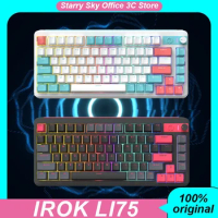 Irok Li75 Mechanical Keyboard Wireless Bluetooth 3 Mode Volume Knob Hot Plug Rgb Pbt Customized Gaming Keyboard Laptop Gifts
