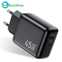 EONLINE 45W GaN USB Charger Phone Fast Charge Charger For iPhone Samsung iPad Laptop PD USB C Quick Charger 3.0 Type C