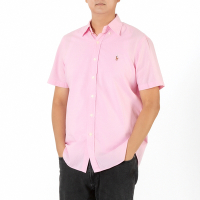 Polo Ralph Lauren 刺繡小馬泡泡棉透氣短袖襯衫Classic Fit-粉色