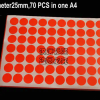 A4 Self-adhesive Sticker 25x25mm Diameter 25mm 2.5cm Round Label Sticker Red Color Circle For Laser Printer Accept Custom Order