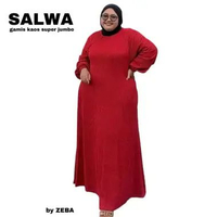 Zeba | Salwa Gamis Kaos Jumbo LD 120 - LD 210 cm Bahan Curly Prem Melar Tebal Adem BB 80 - 200 kg 3X