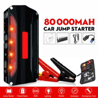 80000mAh 12V Car Jump Starter Vehicle Emergency Battery Car Buster Auto Booster Battery Starter Power Bank Powerful LED Light