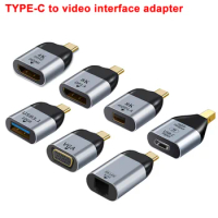 For Laptop Phone Macbook Pro USB Type C Adapter Male To USB/HDMI-Compatible/DP/VGA/Mini DP/RJ45 Female 4K/8k 60Hz Vedio Transfer