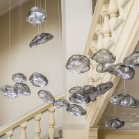 北歐玻璃燈罩餐廳吧臺現代簡約設計師樣板房藝術別墅復式樓梯吊燈
