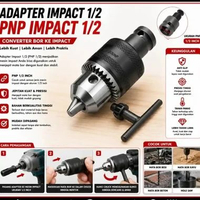 Adapter Impact 1/2 Chuck Bor 13mm Sambungan Kunci Impact Ke Mesin Bor 1/2'' Drill Chuck Set Lengkap