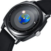 New 2021 Addies Men Watches Creative Design Rotation Earth Moon Sun Watch Waterproof Quartz Wristwatches Man Clock Reloj Hombre