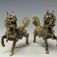 Pure brass Kirin ornaments, town house wealth, Fire Kirin bronzes, attracting wealth and urging official luck crafts