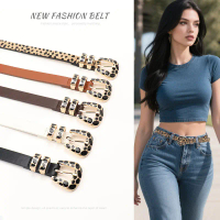 Leopard Print Buckle Belt Hot Girl Y2K Millennium Style Jeans Decorative Belt Fashionable High-end W