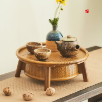 日式家具 日式多用途純手工竹編收納籃子茶道零配茶器蓋子可作創意功夫茶盤日本 全館免運