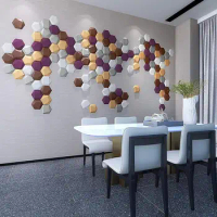 Art3d 20-Pieces 3D Peel and Stick Tiles PU Leather Wall Sticker Soft Leather Wall Panels Hexagon