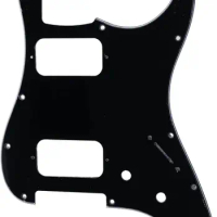 Black 11 Holes Round Corner HH ST Guitar Pickguard 2 Humbuckers for Strat Fender American/Mexican Standard for Stratocaster