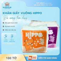 Combo 10 Gói Khăn Giấy Vuông Khăn Ăn Hippo, Thiết Kế Vuông Nhỏ Gọn, Chất Liệu Bột Giấy Nguyên Sinh A