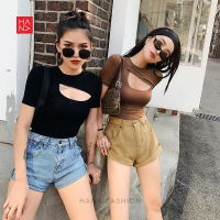 Hana Fashion - Sassy T-Shirt / Kaos Atasan Wanita Lengan Pendek Baju Polos Basic Gaya Korea Murah / 