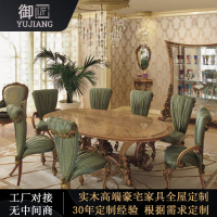 公司貨 超低價 歐式實木餐桌新古典橢圓形飯桌手雕復古法式宮廷高端餐廳飯桌餐椅 快速發貨
