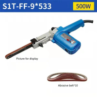 S1T-FF-9*533 Mini DIY Sander Belt Sander Sandpaper Angle Grinder Sander Portable Belt Polishing Power Tools 220V 500W 5-28m/min