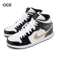 Nike 休閒鞋 Air Jordan 1 Mid SE 男鞋 黑 金 AJ1 喬丹 一代 漆皮 852542-007
