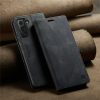 Leather Wallet Case For Samsung Galaxy S22 Ultra S21 Plus S21FE S20fe S21+ Purse Retro Flip Cover S20ultra coque silicone s22