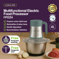 LUNALIFE Food Chopper FP02H Chopper Stainless 4L Penggiling Daging Multifungsi 300Watt Pisau Dapat D