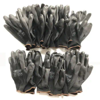 NMSAFETY 24Pieces/12Pairs PU Nitrile Safety Coating Work Gloves Palm Coated Gloves Mechanic Working Gloves CE Certificated EN388