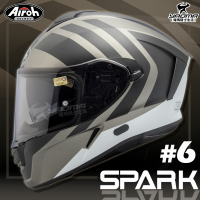 Airoh安全帽 SPARK #6 消光灰黑 彩繪 全罩帽 內置墨鏡 內鏡 耳機槽 雙D扣 內襯可拆 全罩 耀瑪騎士