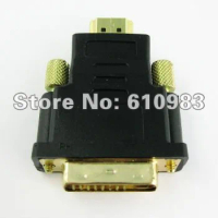 (5 pieces/lot) Gold 24+1 DVI Male to HDMI Male connector adapter for HDTV HD