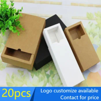 20 pcs Luxury black kraft paper sliding box, cardboard drawer box, CD sleeve Black slide box Custom gift box