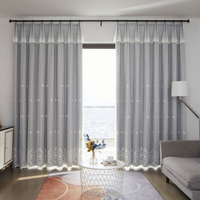 新款布紗一體雙層窗簾臥室遮光遮陽防曬清新田園風格飄窗客廳窗戶