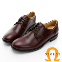 GEORGE 喬治皮鞋 經典系列 真皮素面圓頭綁帶紳士鞋 -咖啡 015012AE