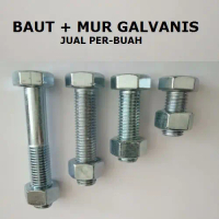 Perbuah Baut Mur Galvanis m 24 x 90 mm Kunci 36 Kepala Hexagonal