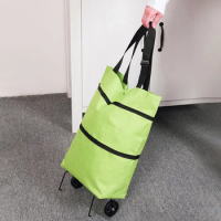 Multifunctional Collapsible Trolley Bags Folding Shopping with Wheels Cart Reusable Grocery Trolley Bag Home Supplies