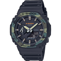 CASIO 卡西歐 G-SHOCK 農家橡樹 街頭軍事系列八角電子錶 送禮首選-迷彩綠 GA-2100SU-1A