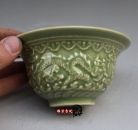 景德鎮陶瓷器仿古做舊青花瓷碗精雕龍碗  湯碗飯碗高腳碗古玩創意1入
