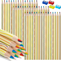 【HOT pencil】 48-Pack Rainbow Pencils, 7 Colors in 1, Fun for Kids Drawing & Crafting