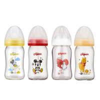 【Pigeon 貝親】迪士尼寬口玻璃奶瓶-米奇/維尼/杯麵-160ml(迪士尼玻璃奶瓶240、160ml貝親)