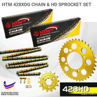 LC135 RXZ 428XDG-132L HTM 428XDG CHAIN 428 SPROCKET SET GOLD CHAIN & SPROCKET Y125Z Y100 Y110 SS YB3
