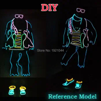 Neon Glow Light for Christmas Party, DIY Lighting Decoration, EL Suit not include Cloth, EL Wire Set, Holiday