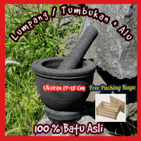 Tumbukan / Lumpang + Alu Batu Asli