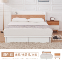 時尚屋 芬蘭6尺床箱型4件組-床箱+床底+床頭櫃+床墊