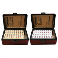 Mini Mahjong Sets Majong Game With Wooden Suitcase Traditional Chinese Version Game Portable Toy MahJong For Family Leisure Time