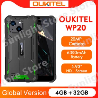 Global Version Oukitel WP20 Rugged Smartphone 5.93" HD+ 4G+32G 6300 mAh Android 12 Mobile Phone 20M Quad Core Moblie phone
