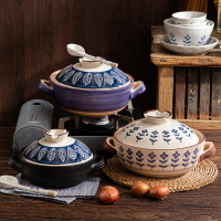 日式手繪陶土鍋可明火燉鍋耐高溫家用煮粥湯鍋煤氣燃氣灶專用煲湯