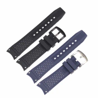 For Tag Heuer Pilots Soft Rubber Silicone Watch Strap Black Blue 22mm Men Arc Interface Watchband accessories